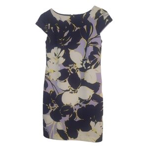 Vince Camuto Floral Cap-Sleeve Dress EUC Size 2 Navy, Lavender, White, Y…
